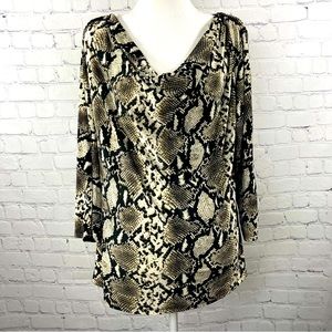 Isabella Rodriguez Snake Skin Print Blouse, Size XL
